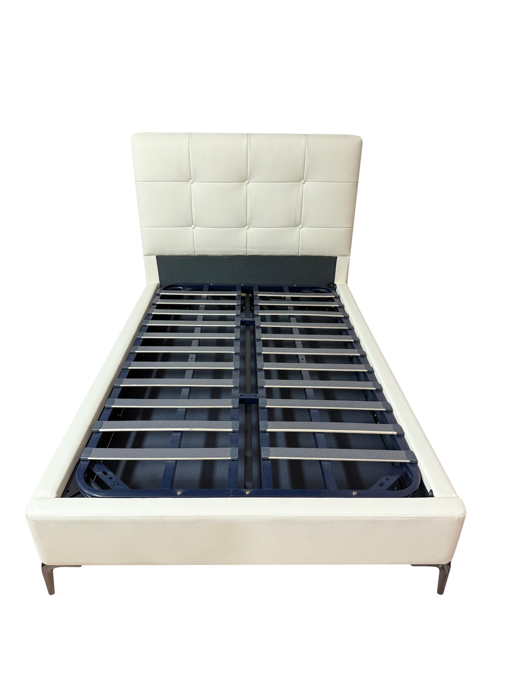 (陳列品)米白色仿皮床架