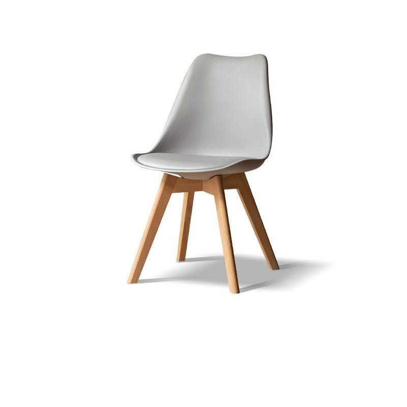 Eames cream style PU leather upholstered solid wood dining chair