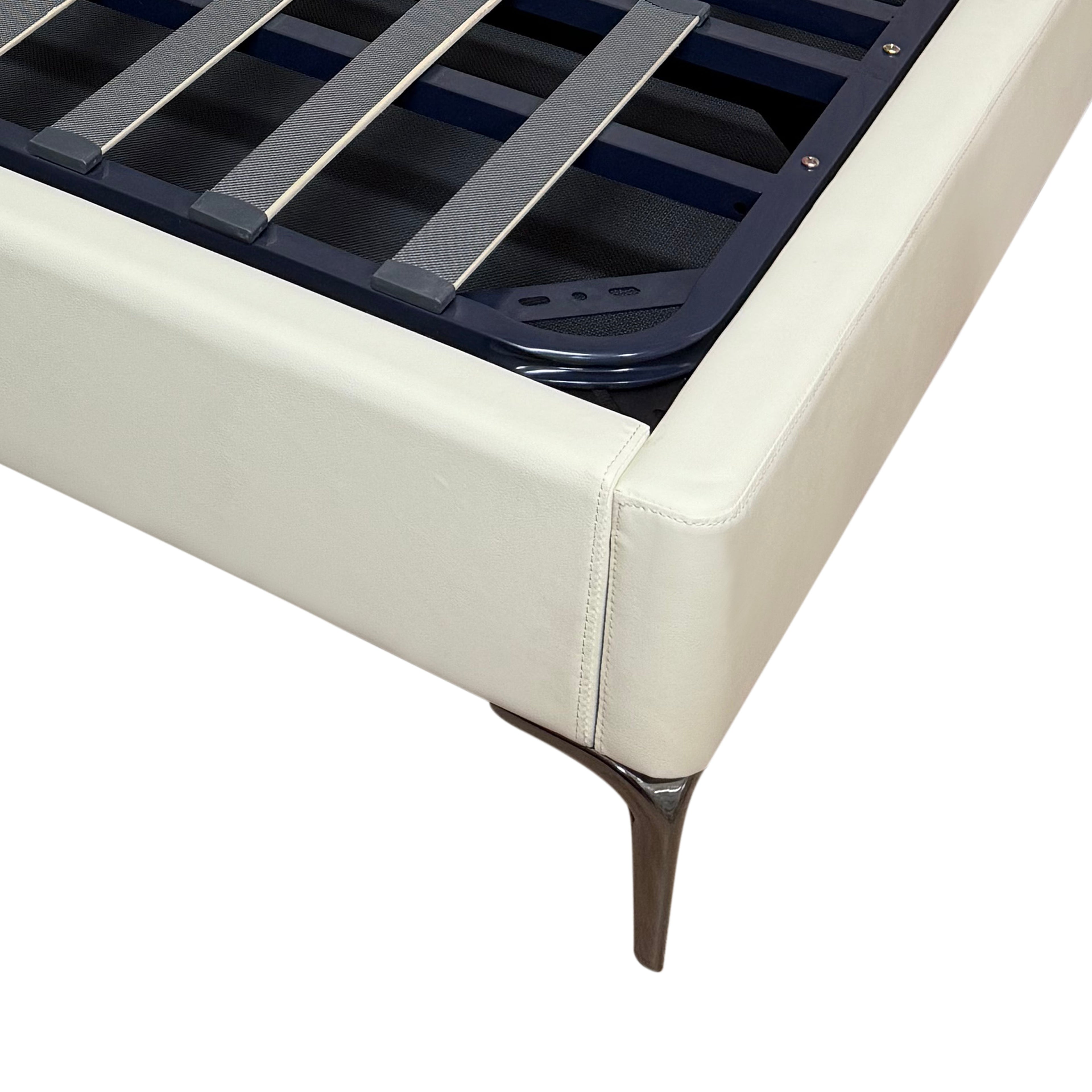 (陳列品)米白色仿皮床架