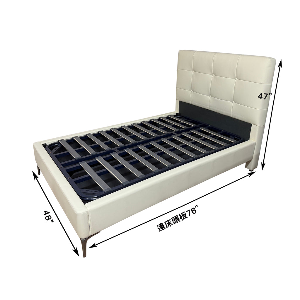 (陳列品)米白色仿皮床架