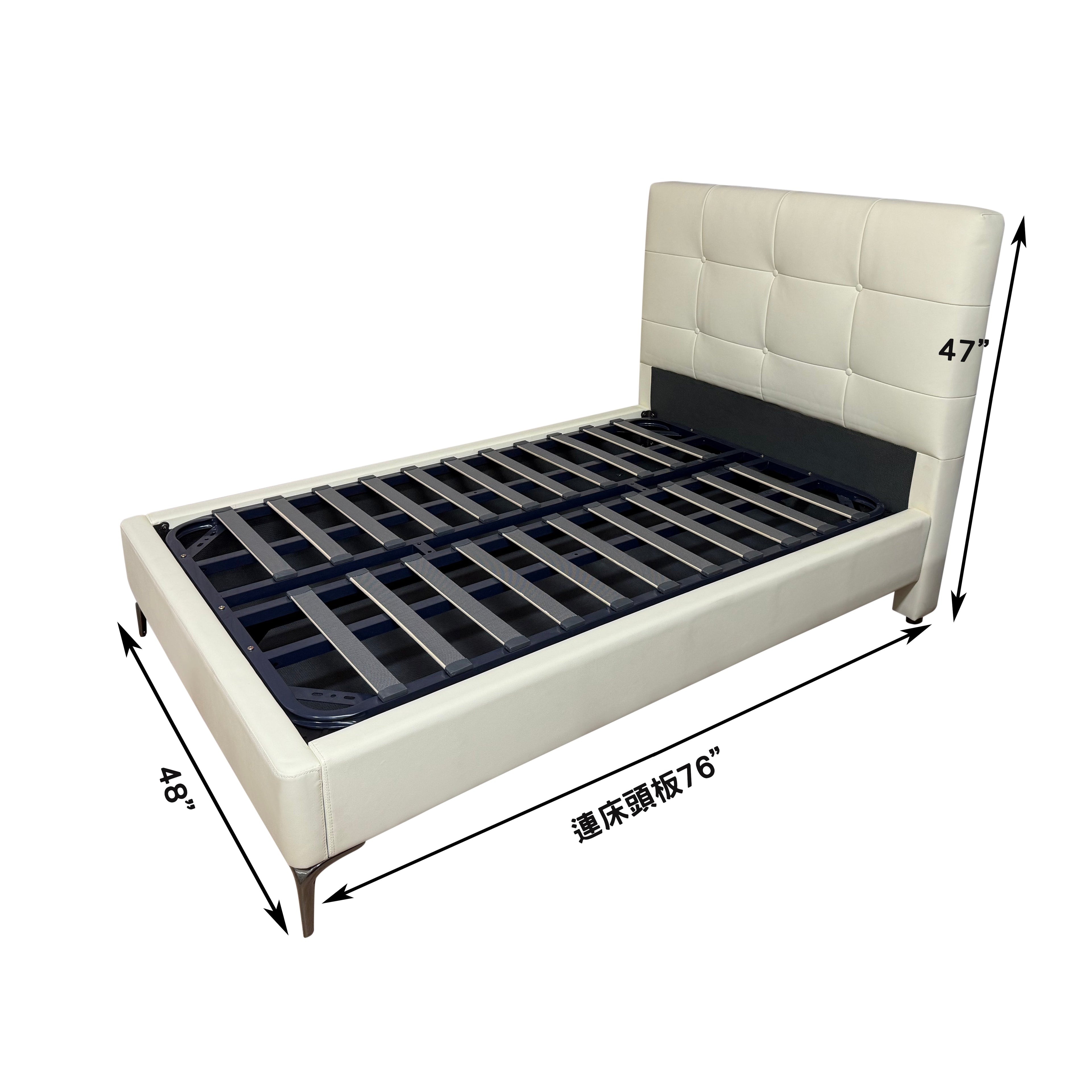 (陳列品)米白色仿皮床架