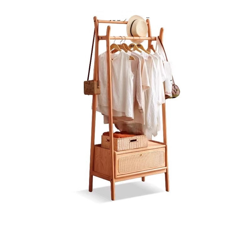 Rattan clothes rack with drawer