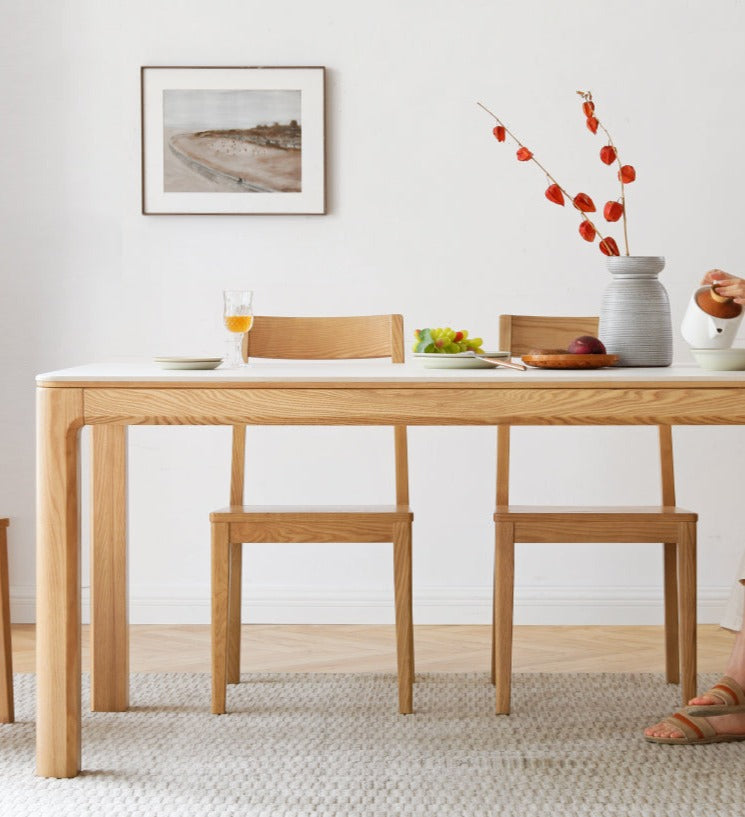 Barry Ash Wood Dining Table with rock surface