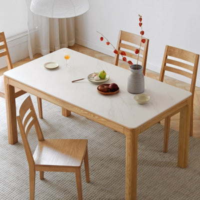 Barry Ash Wood Dining Table with rock surface