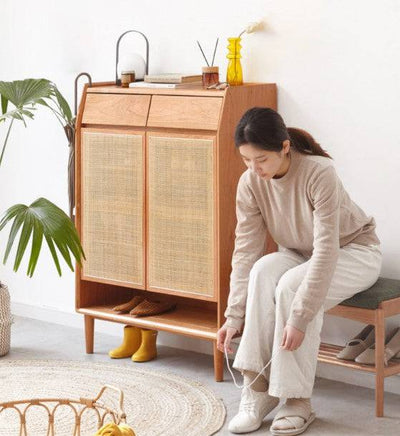 Cherry Wood Shoe Cabinet  