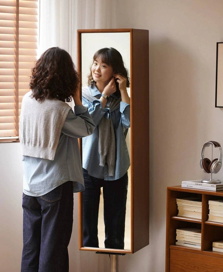 Rotatable full-length mirror cabinet