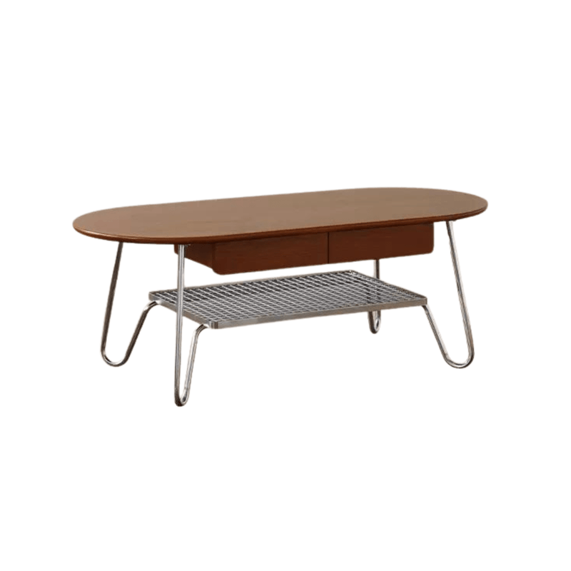 UFO stainless steel solid wood coffee table