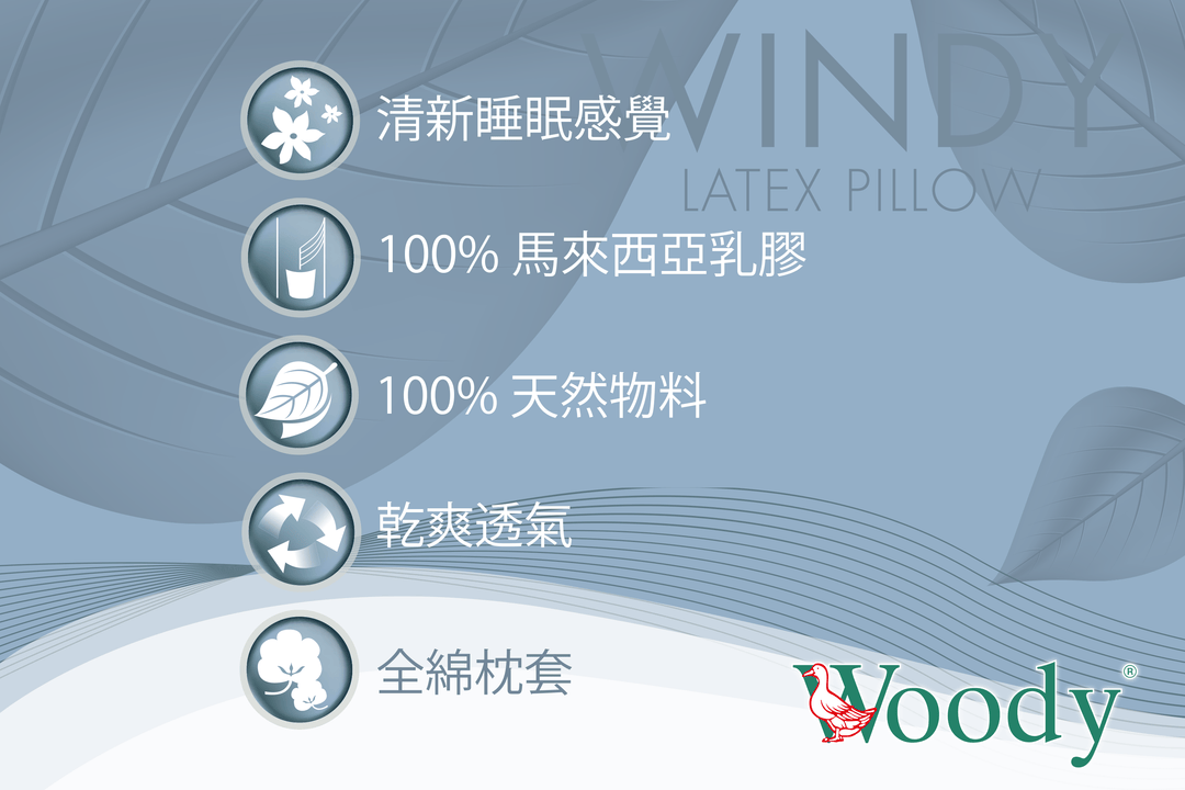 Woody - 馬來西亞 100% 全天然乳膠枕 傳統型