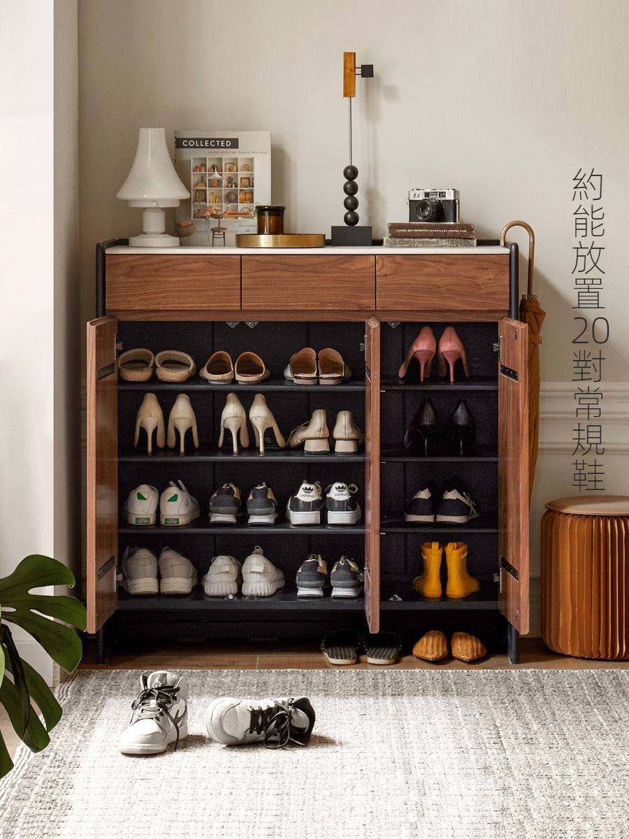 Walnut Sintered Shoe Cabinet