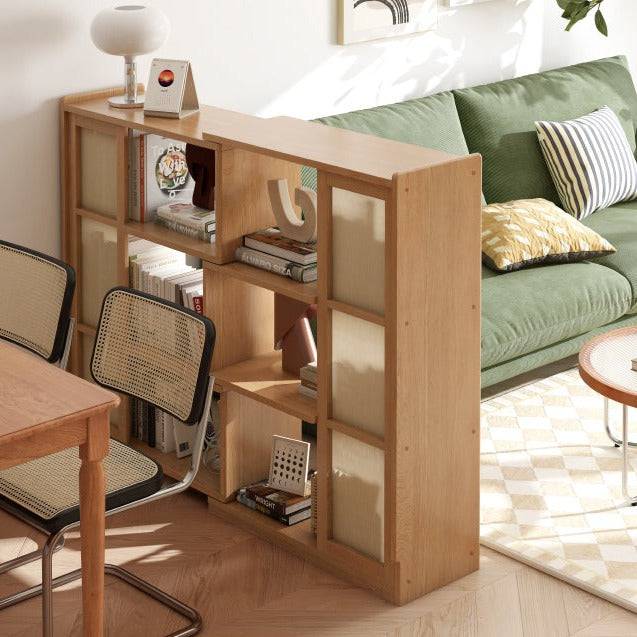 Rattan extensible bookshelf