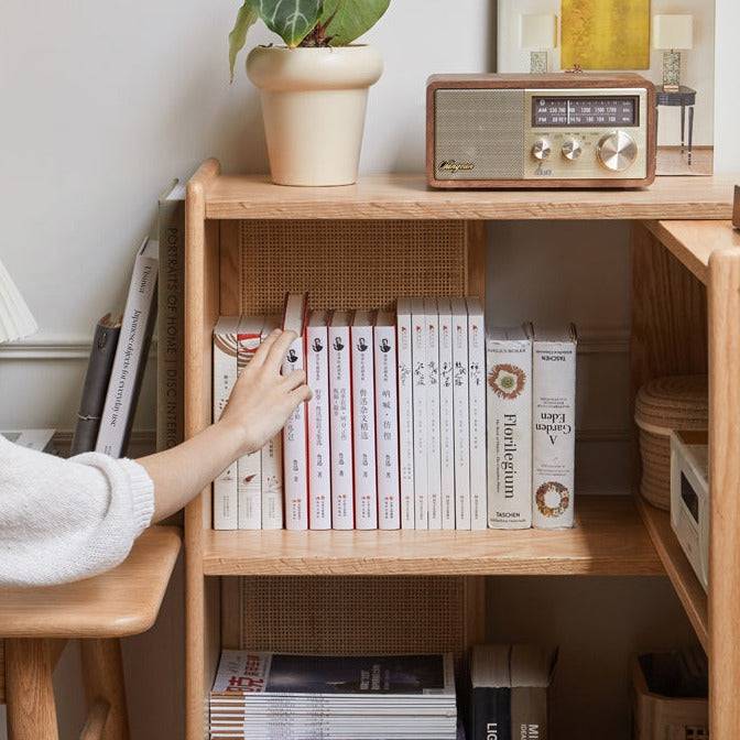 Rattan extensible bookshelf