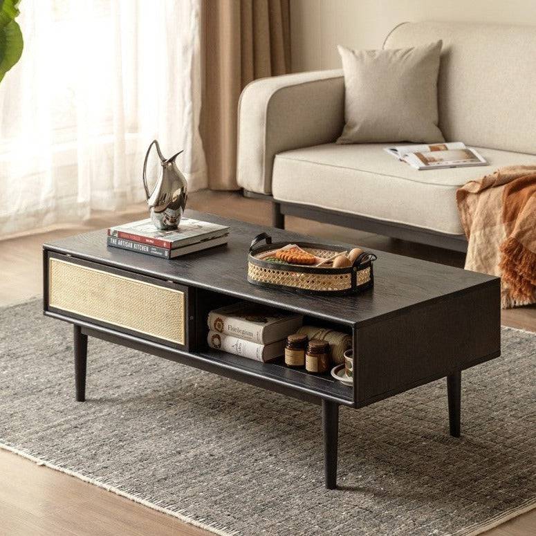 Smoky Dark Rattan Side Table