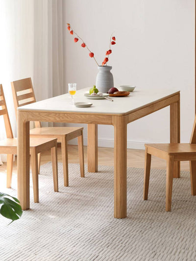 Barry Ash Wood Dining Table with rock surface