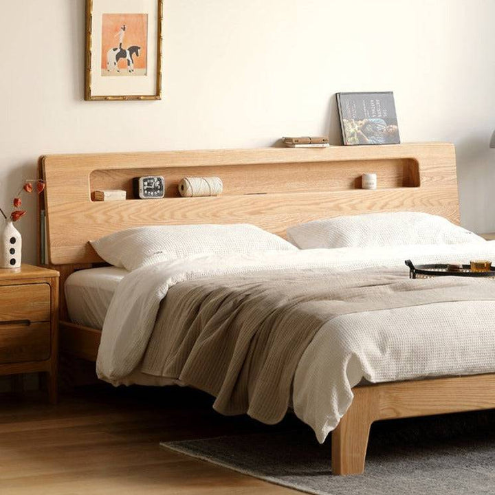 Emo solid wood bed frame with light