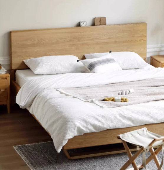 Rhine Floating Oak Wood Bed Frame