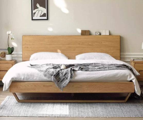 Rhine Floating Oak Wood Bed Frame