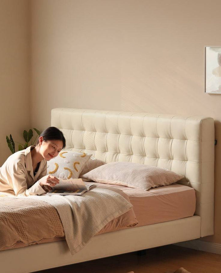 Bubble Creamy Style Leather Bed Frame