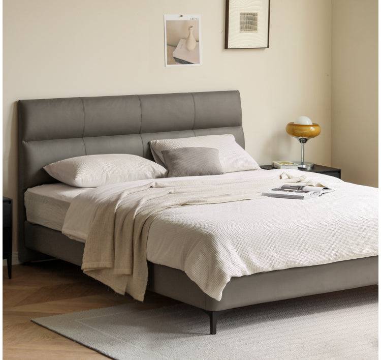 Morden Leather Upholstered Solid Wood Bed Frame