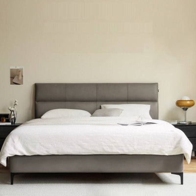 Morden Leather Upholstered Solid Wood Bed Frame