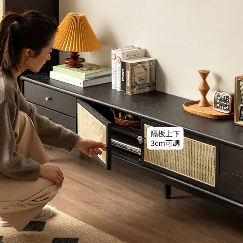 Smoky Dark Rattan TV Cabinet  