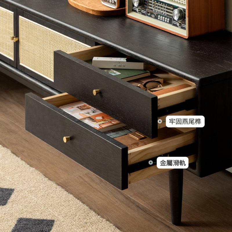 Smoky Dark Rattan TV Cabinet  