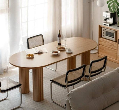 Olive solid wood oval dining table