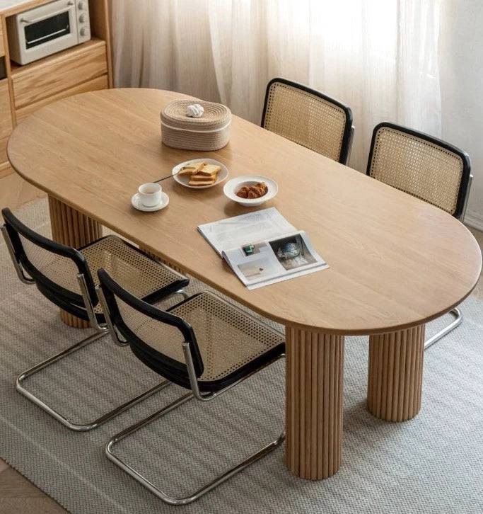 Olive solid wood oval dining table