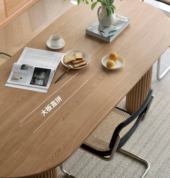 Olive solid wood oval dining table