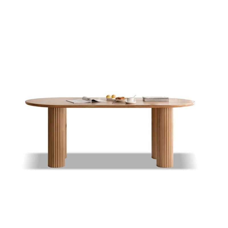 Olive solid wood oval dining table