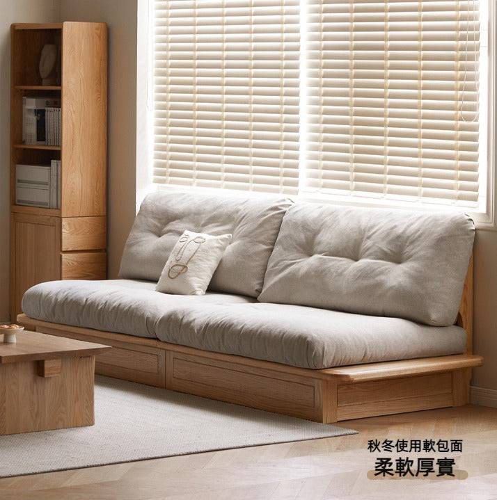 Zen oak storage sofa