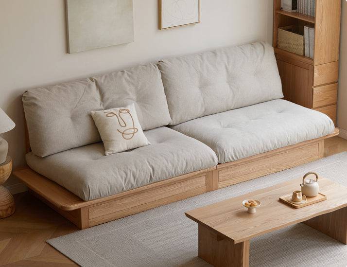 Zen oak storage sofa