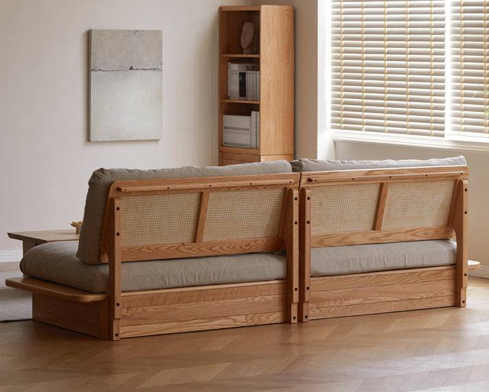 Zen oak storage sofa