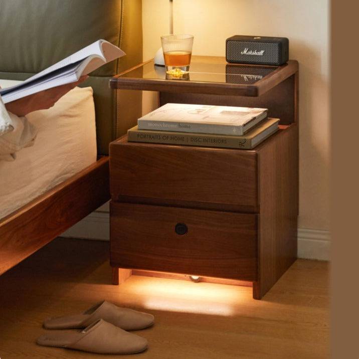 Walnut wireless charger nightstand