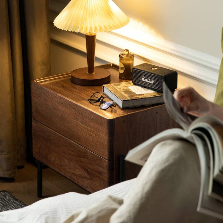 Walnut Two Drawers Nightstand