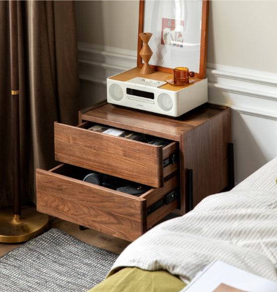 Walnut Two Drawers Nightstand