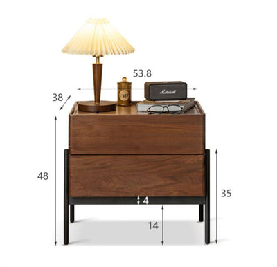 Walnut Two Drawers Nightstand