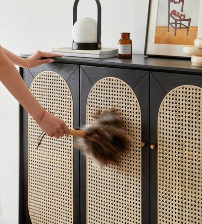 Smoky Dark Rattan Shoes Cabinet