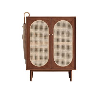 Smoky Dark Rattan Shoes Cabinet