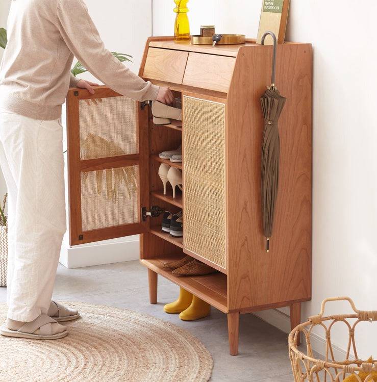 Cherry Wood Shoe Cabinet  