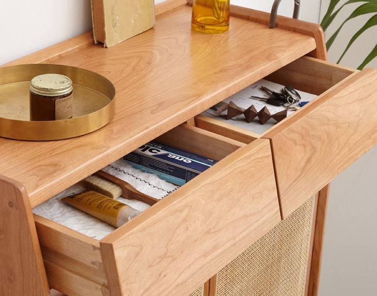 Cherry Wood Shoe Cabinet  