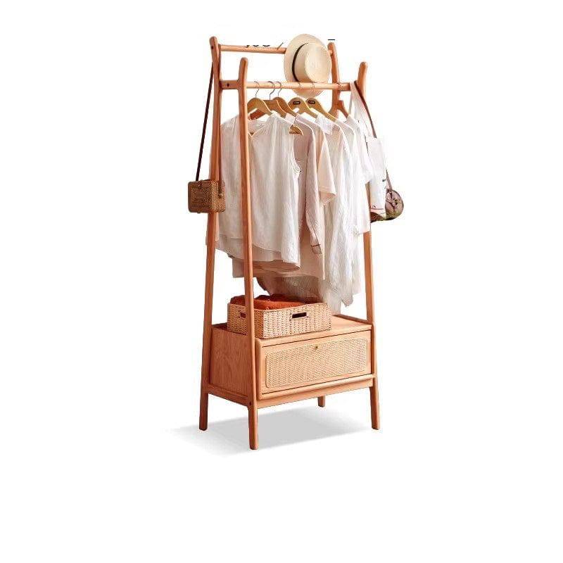 Rattan clothes rack with drawer