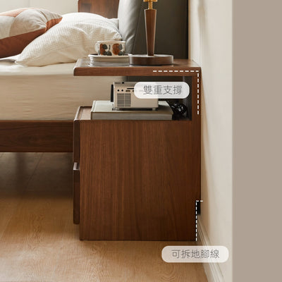 Walnut wireless charger nightstand