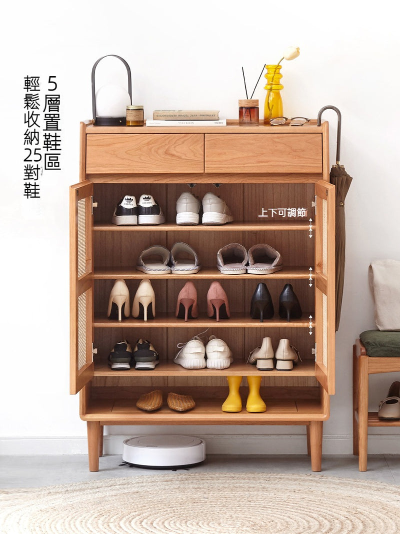 Cherry Wood Shoe Cabinet  